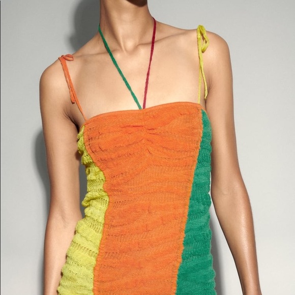 Zara LINEN BLEND KNIT MINI DRESS - Picture 5 of 10